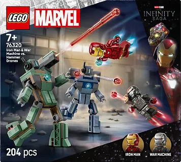 LEGO Klocki Super Heroes 76320 Iron Man i War Machine kontra drony Hammera