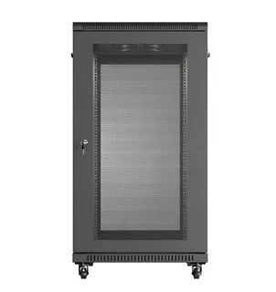 Lanberg Szafa instalacyjna rack stojąca 19" 22U 600x1000 czarna drzwi    perforowane ( flat pack)
