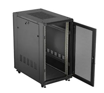 Lanberg Szafa instalacyjna rack stojąca 19" 22U 600x1000 czarna drzwi    perforowane ( flat pack)