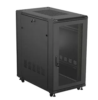 Lanberg Szafa instalacyjna rack stojąca 19" 22U 600x1000 czarna drzwi    perforowane ( flat pack)