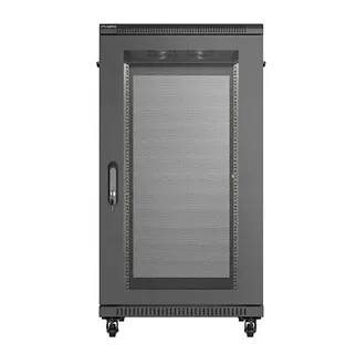 Lanberg Szafa instalacyjna rack stojąca 19" 22U 600x1000 czarna drzwi    perforowane ( flat pack)