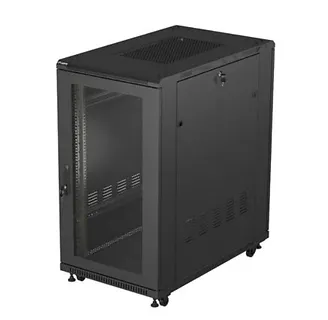 Lanberg Szafa instalacyjna rack stojąca 19" 22U 600x1000 czarna drzwi    perforowane ( flat pack)
