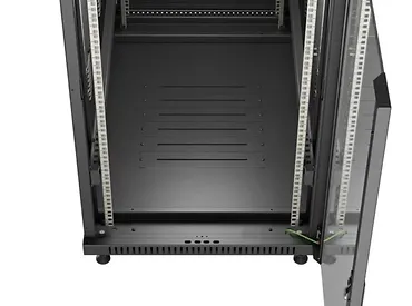 Lanberg Szafa instalacyjna rack stojąca 19" 22U 600x1000 czarna drzwi   przeszkolne ( flat pack)
