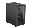Lanberg Szafa instalacyjna rack stojąca 19" 22U 600x1000 czarna drzwi   przeszkolne ( flat pack)