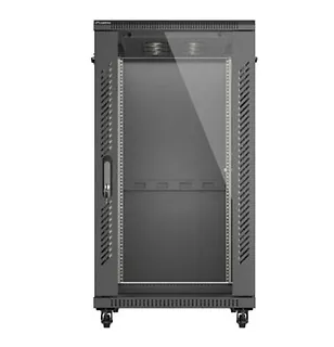 Lanberg Szafa instalacyjna rack stojąca 19" 22U 600x1000 czarna drzwi   przeszkolne ( flat pack)