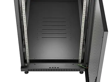 Lanberg Szafa instalacyjna rack stojąca 19" 22U 600x1200 czarna drzwi   perforowane (flat pack)