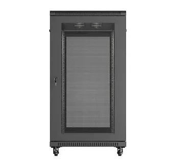 Lanberg Szafa instalacyjna rack stojąca 19" 22U 600x1200 czarna drzwi   perforowane (flat pack)