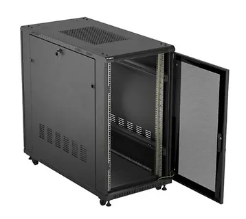 Lanberg Szafa instalacyjna rack stojąca 19" 22U 600x1200 czarna drzwi   perforowane (flat pack)