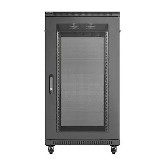 Lanberg Szafa instalacyjna rack stojąca 19" 22U 600x1200 czarna drzwi   perforowane (flat pack)