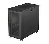 Lanberg Szafa instalacyjna rack stojąca 19" 22U 600x1200 czarna drzwi   perforowane (flat pack)