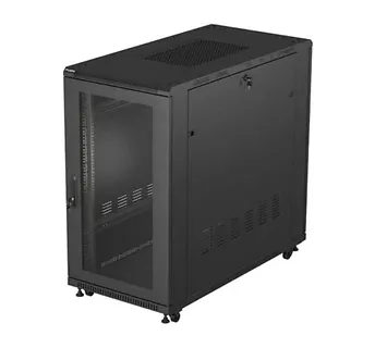 Lanberg Szafa instalacyjna rack stojąca 19" 22U 600x1200 czarna drzwi   perforowane (flat pack)