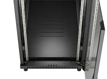 Lanberg Szafa instalacyjna rack stojąca 19" 22U 600x1200 czarna drzwi   przeszklone (flat pack)
