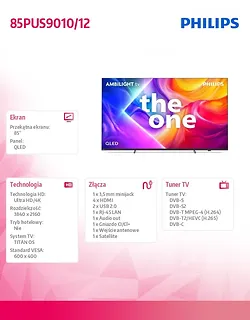 Philips Telewizor 85 cali LED 85PUS9010/12