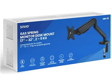 Uchwyt biurkowy na monitor 17’’ – 32’’, 2 – 9 KG, na sprężynie SAVIO UM-01 