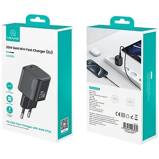 USAMS Ładowarka sieciowa 20W 1xUSB-C + kabel USB-C Biała