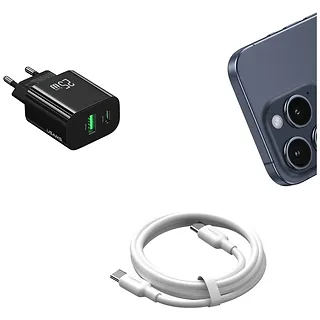 USAMS Ładowarka sieciowa 25W 1xUSB-C 1xUSB-A Fast Charging Czarna