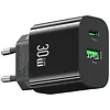 USAMS Ładowarka sieciowa 30W 1xUSB-C 1xUSB-A Fast czarging Czarna