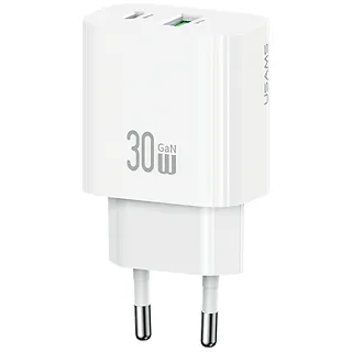 USAMS Ładowarka sieciowa 30W 1xUSB-C 1xUSB-A Fast charging Biała