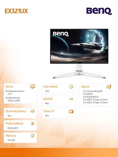 Benq Monitor 32 cale EX321UX 4K LED 1ms/IPS/144Hz/Gaming