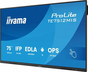 IIYAMA Monitor 75 cali TE7512MIS-B4AG  40pkt,IPS,4K,24/7,7H,                ANDROID 14, RK3576, 8/128GB, EDLA, Essential