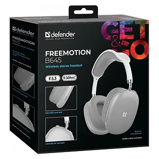 Defender Słuchawki bezprzewodowe nauszne FREEMOTION B645 szare