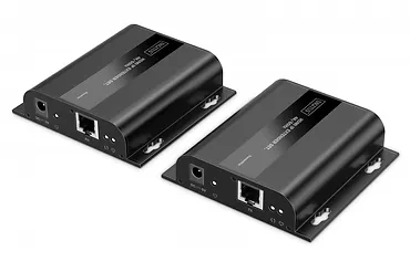 Digitus Przedłużacz (extender) po skrętce kat.6 HDMI 4K/60Hz przez IP 1G lub do 120m/200m, max. 253 odbiorniki, sterowanie IR - zestaw (odbiornik/nadajnik)