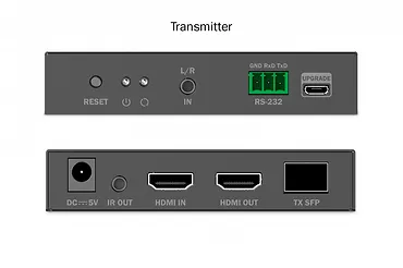 Digitus Przedłużacz (extender) światłowodowy HDMI 4K/60Hz przez IP 1G lub do 40km/300m, HDMI Loop-Out, sterowanie IR - zestaw (odbiornik/nadajnik)