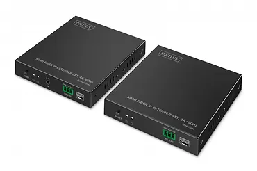 Digitus Przedłużacz (extender) światłowodowy HDMI 4K/60Hz przez IP 1G lub do 40km/300m, HDMI Loop-Out, sterowanie IR - zestaw (odbiornik/nadajnik)
