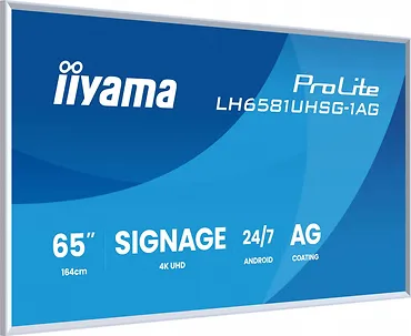 IIYAMA Monitor 65 cali LH6581UHSG-1AG 24/7,VA,ANDROID 14,4K, 2x10W, WiFi,    UCHWYT ŚCIENNY, 2xHDMI, USB-C, RJ45, IR, 2xUSB, WHITE