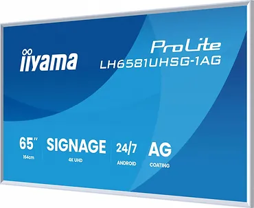 IIYAMA Monitor 65 cali LH6581UHSG-1AG 24/7,VA,ANDROID 14,4K, 2x10W, WiFi,    UCHWYT ŚCIENNY, 2xHDMI, USB-C, RJ45, IR, 2xUSB, WHITE