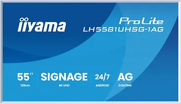 IIYAMA Monitor 55 cali LH5581UHSG-1AG 24/7,VA,ANDROID 14,4K, 2x10W, WiFi,    UCHWYT CIENNY, 2xHDMI, USB-C, RJ45, IR, 2xUSB, WHITE