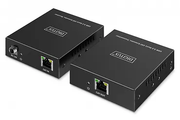 Digitus Przedłużacz (extender) po skrętce kat.6A  USB 3.1 Gen1 do 100m, 3x USB-A, 1x USB-C do 5 Gbps, 1x RJ45 (Gigabit Ethernet) - zestaw (odbiornik/nadajnik)