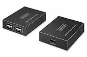 Digitus Przedłużacz (extender) po skrętce kat.6 USB 2.0 do 150m, 4x USB-A do 480 Mbps, 1x RJ45 (Gigabit Ethernet) - zestaw (odbiornik/nadajnik)