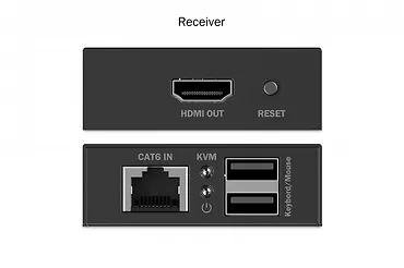Digitus Przedłużacz (extender) po skrętce kat.6 HDMI 4K/30Hz z KVM USB 1.1 do 40m/70m, max. 253 odbiorniki, sterowanie IR - zestaw (odbiornik/nadajnik)