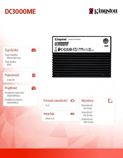 Kingston Dysk SSD DC3000ME 3,84TB PCIe 5.0 NVMe U.2