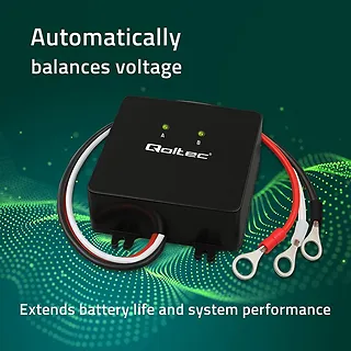 Qoltec Balanser napięcia 24V do akumulatorów 2x12V | 5A | LiFePO4 AGM   GEL
