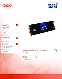 GOODRAM Dysk PX500 512GB M.2 PCIe 3x4 NVMe 2280