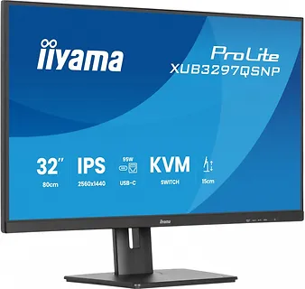 IIYAMA Monitor 32 cale XUB3297QSNP-B1 IPS,QHD,USB-C DOCK (95W), USB HUB 4x, KVM,  RJ45, GW 5 LAT