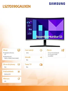 Samsung Monitor 27 cali LS27D390GAUXEN