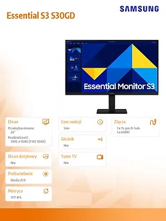 Samsung Monitor 24 cale LS24D304GAUXEN