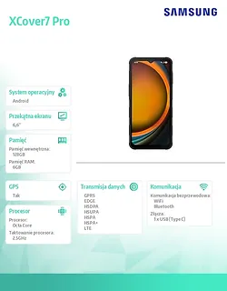 Samsung Smartfon Xcover Pro 7 DS G766 6/128GB Czarny Enterprise