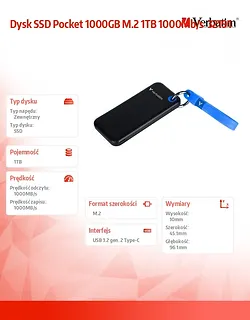 Verbatim Dysk SSD Pocket 1000GB M.2 1TB 1000Mb/s  32191