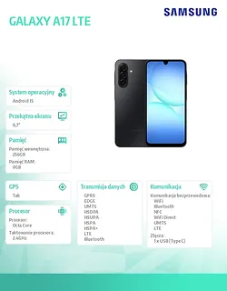 Samsung Smartfon GALAXY A17 LTE 8/256GB Retail Czarny