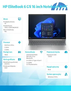 HP Inc. Notebook EliteBook 6 G1i U7-265H 512GB/16GB/W11P/16.0   C51N8ET