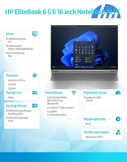 HP Inc. Notebook EliteBook 6 G1i U5-225U 512GB/16GB/W11P/16.0   C51FTET