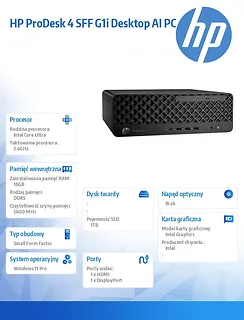 HP Inc. Komputer ProDesk 4 SSF G1i U7-265 1TB/16GB/W11P      9H7U7ET