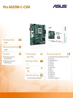 Asus Płyta główna PRO A620M-C-CSM