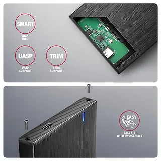 AXAGON EE25-XA6C Obudowa zewnętrzna aluminiowa, USB-C 3.2 Gen 1 SATA 6G 2.5" 5Gbps