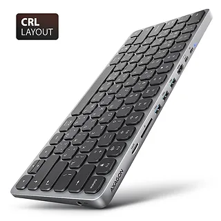 AXAGON Klawiatura HMC-KB-CRL USB-C 5Gbps z wieloportowy hub 9in1, SD/microSD, 3x USB-A, HDMI 4K/60Hz, PD 100W, Audio, Cyrillic layout, 60cm USB-C kabel