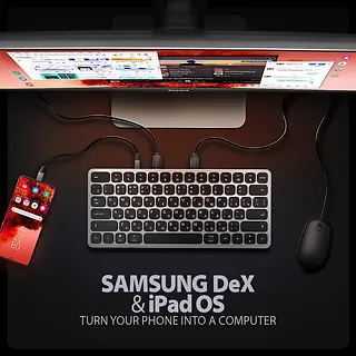 AXAGON Klawiatura HMC-KB-CRL USB-C 5Gbps z wieloportowy hub 9in1, SD/microSD, 3x USB-A, HDMI 4K/60Hz, PD 100W, Audio, Cyrillic layout, 60cm USB-C kabel